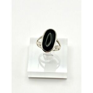 Black Onyx Sterling Silver‎ Ring Size 9.5